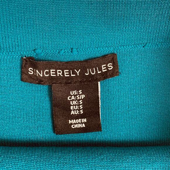 Sincerely Jules Turquoise Long Sleve Crop Top & Pencil Skirt Set - Size S - Picture 4 of 5